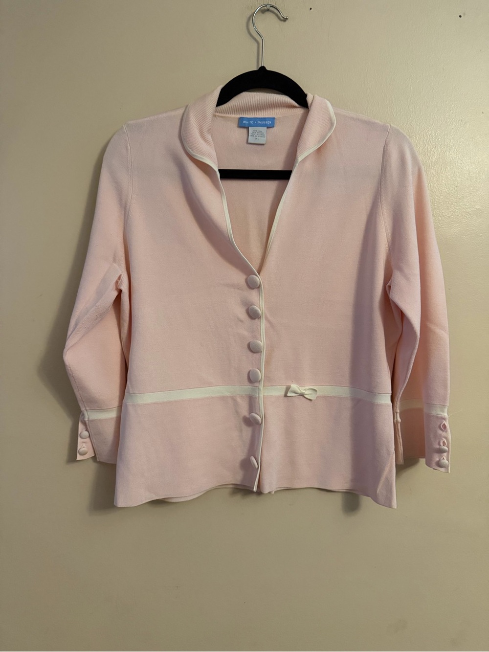 Vintage White + Warren Pale Pink Knit Button-Front Cardigan